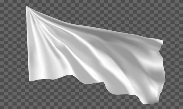 Ρεαλιστική Λευκή Σημαία Που Κυματίζει Γκρι Καρό Φόντο Διάνυσμα — Διανυσματικό Αρχείο