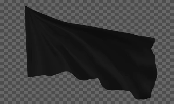 Ρεαλιστική Μαύρη Σημαία Που Κυματίζει Γκρι Καρό Φόντο Διάνυσμα — Διανυσματικό Αρχείο