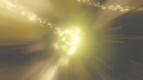 Анимированный Желтый Высокоскоростной Изогнутый Туннель Проходящий Сквозь Пространство Использованием Новейших — стоковое видео