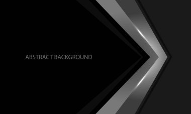 Abstract silver arrow direction geometric on black with blank space design modern luxury futuristic background vector