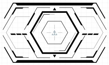 HUD bilim kurgu altıgen arayüz arayüzü siyah geometrik tasarım sanal gerçeklik beyaz vektör üzerinde yaratıcı teknoloji görüntüsü