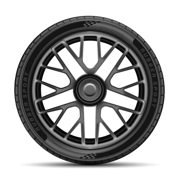 Car tire radial wheel metal alloy on isolated background vector