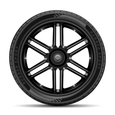 İzole edilmiş arka plan vektöründe araba lastiği radyal metal alaşımı