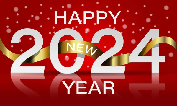 Happy New Year 2024 Golden Number Black Text White Design Stock Vector ...