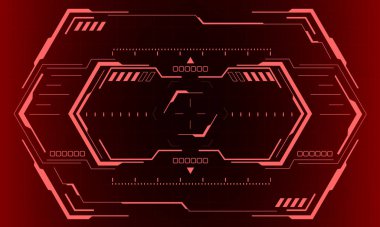 Kırmızı vektör üzerinde HUD bilim-kurgu altıgen arayüz arayüzü görünümü altıgen geometrik tasarım sanal gerçeklik yaratıcı teknoloji görüntüsü