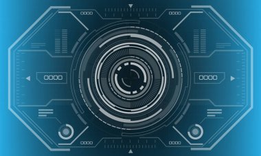 HUD bilim kurgu daire arayüzü beyaz geometrik tasarım sanal gerçeklik mavi vektör üzerinde yaratıcı görüntü