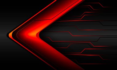 Soyut kırmızı ok yönü enerji ışığı siber siyah metalik geometrik tasarım modern fütürist teknoloji arkaplan vektörü