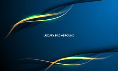Mavi tasarım modern yaratıcı arka plan vektörü üzerinde soyut altın ışık eğrisi lüksü