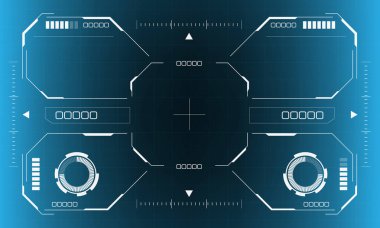 HUD bilim kurgu sekizgen arayüzü ekran görüntüsü altıgen geometrik tasarım sanal gerçeklik fütüristik teknoloji mavi vektör üzerinde yaratıcı ekran