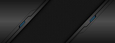 Soyut gri metalik devre siber mavi ışık, altıgen ağ desenli modern fütüristik teknoloji yaratıcı arka plan vektörü.