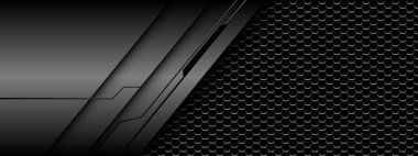 Soyut gri metalik siyah çizgi devre siber gri altıgen ağ desen tasarımı modern fütüristik teknoloji yaratıcı arka plan vektörü