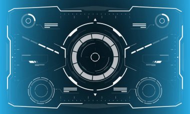 HUD bilim kurgu arayüzü beyaz dairesel geometrik tasarım sanal gerçeklik mavi vektör üzerinde yaratıcı teknoloji görüntüsü