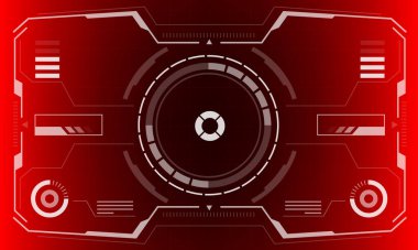 Kırmızı vektör üzerinde HUD bilim kurgu arayüzü görüntüsü beyaz altıgen geometrik tasarım sanal gerçeklik fütüristik teknoloji yaratıcı görüntüsü