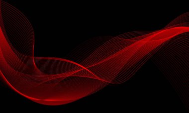 Soyut kırmızı dalga eğrisi çizgi ışık dinamik hareketi siyah tasarım modern fütüristik teknoloji arka plan vektörü üzerinde örtüşür
