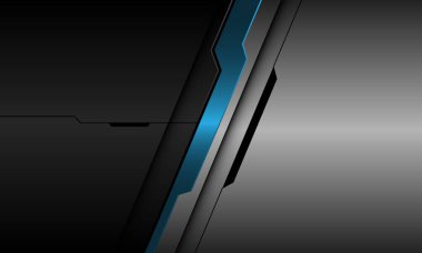 Soyut mavi siber hat siyah metalik gümüş gölge / geometrik tasarım modern fütüristik arkaplan vektörü