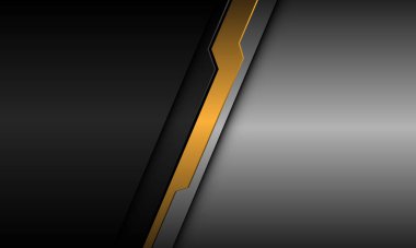 Soyut altın siber hat siyah metalik gümüş gölge ve geometrik tasarım modern fütüristik arkaplan vektörü