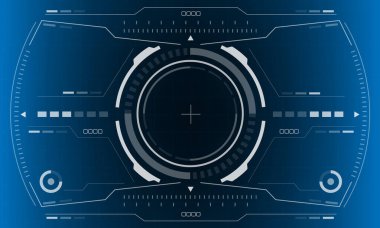 HUD bilim kurgu arayüzü ekranı görüntüsü beyaz altıgen geometrik tasarım sanal gerçeklik fütüristik teknoloji mavi vektör üzerinde yaratıcı görüntü