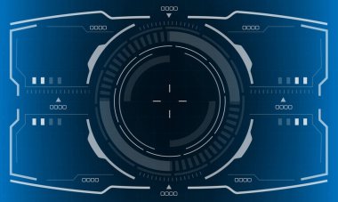 HUD bilim kurgu arayüzü beyaz dairesel geometrik tasarım sanal gerçeklik mavi vektör üzerinde yaratıcı teknoloji görüntüsü