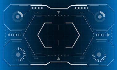 HUD bilim kurgu arayüzü ekranı görüntüsü beyaz altıgen geometrik tasarım sanal gerçeklik fütüristik teknoloji mavi vektör üzerinde yaratıcı görüntü