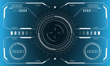 HUD bilim kurgu arayüzü beyaz dairesel geometrik tasarım sanal gerçeklik mavi vektör üzerinde yaratıcı teknoloji görüntüsü