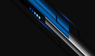 Soyut mavi metalik siyah siber / gri üzerine gri, uzay tasarımı modern fütüristik teknoloji arka plan vektörü.