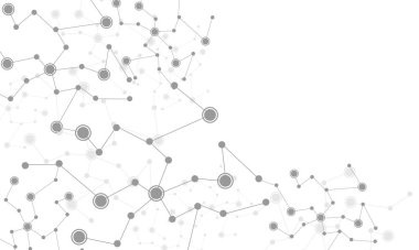 Noktaları ve çizgileri birleştiren soyut gri nokta ve çizgiler beyaz üzerine bilimi boş uzay tasarımı teknolojisi arka plan vektörüyle bağlar