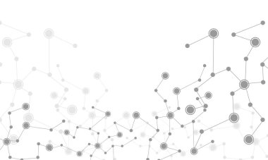 Noktaları ve çizgileri birleştiren soyut gri nokta ve çizgiler beyaz üzerine bilimi boş uzay tasarımı teknolojisi arka plan vektörüyle bağlar 