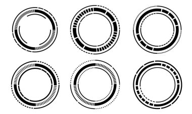Bilim kurgu siyah daire kullanıcı arayüzü elementleri kümesi teknoloji fütüristik tasarım beyaz arkaplan vektörü üzerinde modern yaratıcı