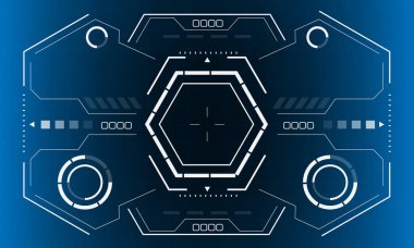 HUD bilim kurgu altıgen arayüz arayüzü görüntüsü beyaz altıgen geometrik tasarım mavi vektör üzerinde geleceksel teknoloji yaratıcı görüntüsü