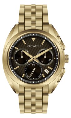 Gerçekçi saat beyaz arka plan vektöründeki erkekler için altın lüks izliyor