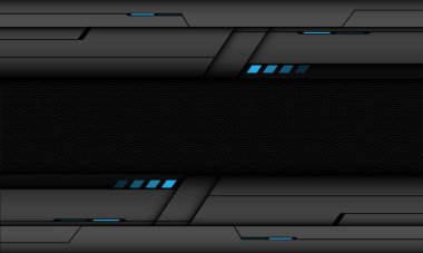 Soyut koyu gri metalik çember mavi ışık güç siyah çizgi siber geometrik tasarım modern teknoloji fütüristik yaratıcı kara zemin vektörü