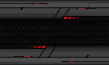 Soyut koyu gri metalik daire kırmızı ışık güç siyah çizgi siber geometrik tasarım modern teknoloji fütüristik yaratıcı kara zemin vektörü