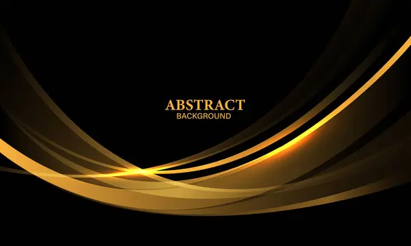Abstract Gouden Lijn Curve Overlappen Geometrisch Zwart Leeg Ruimte Ontwerp Vectorbeelden