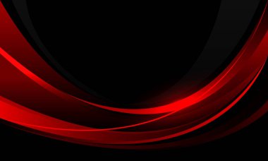 Siyah boş uzay tasarımında soyut kırmızı çizgi eğrisi üst üste biner modern lüks vektör