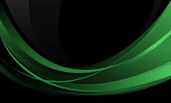 Abstract Groene Lijn Curve Overlappen Geometrisch Zwart Leeg Ruimte Ontwerp Stockillustratie