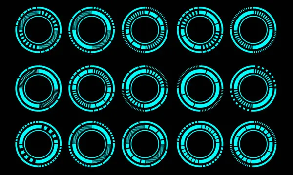 Set Van Sci Blauwe Cirkel User Interface Elementen Technologie Futuristisch Stockvector