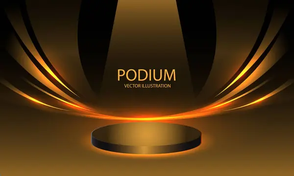 Zwart Podium Gouden Curve Podium Voor Weergave Product Vector Illustratie Rechtenvrije Stockvectors