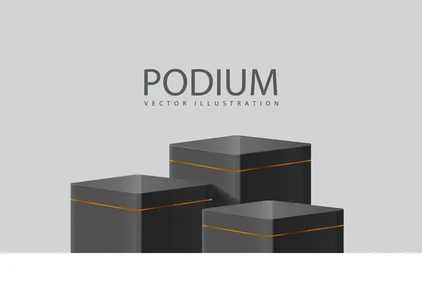 Podium Black Glossy Gold Line Steps Dim Light Grey Design Wektor Stockowy