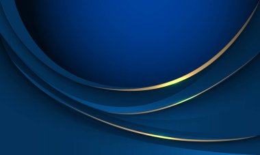 Soyut lüks mavi altın çizgi eğrisi siyah gölge geometrik tasarım modern zarafet arkaplan vektörü