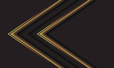 Koyu gri tasarım modern arkaplan vektörü üzerinde soyut altın ok yönü geometrik