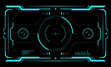 HUD bilim kurgu arayüzü mavi görünüm tasarımı sanal gerçeklik teknolojisi ekran vektörü