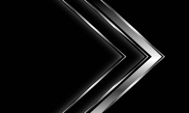 Siyah lüks zarif arkaplan vektöründe soyut gümüş ok yönü geometrik