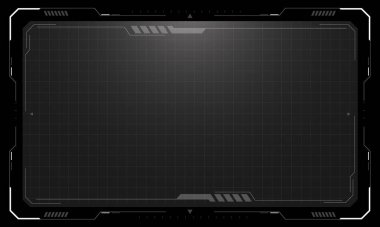 Hud çerçeveleri beyaz gri kullanıcı arayüzü unsurları tasarlıyor modern teknoloji fütüristik kontrol paneli dijital sanal pencere oyun menüsü siyah arkaplan vektörü üzerindeki siber monitöre dokunuyor