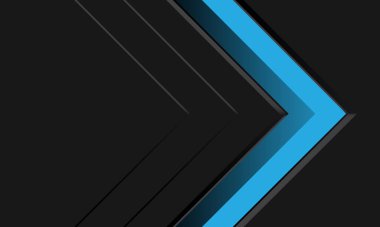 Siyah metalik tasarım üzerine soyut mavi ok yönü geometrik modern fütüristik arkaplan vektörü