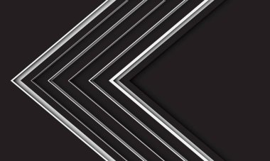 Siyah boş alan tasarımı üzerine soyut beyaz ok gri gölge yönü geometrik modern geleceksel teknoloji arkaplan vektörü