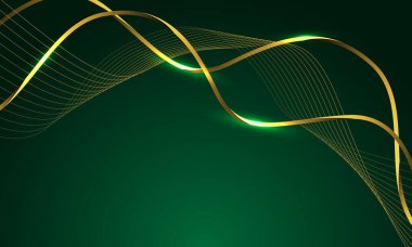 Yeşil tasarım modern arkaplan vektörü üzerinde soyut lüks altın kurdele çizgi eğrisi