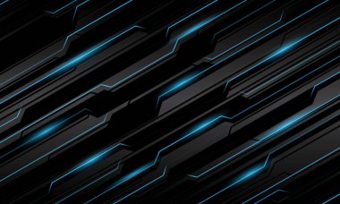 Soyut çelik siyah siber mavi ışık teknolojisi fütüristik geometrik tasarım modern yaratıcı arkaplan vektörü