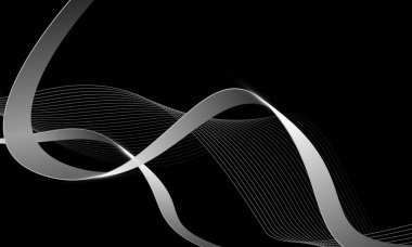 Soyut gümüş kurdele eğrisi siyah tasarım modern lüks arka plan vektörü üzerinde çakışıyor