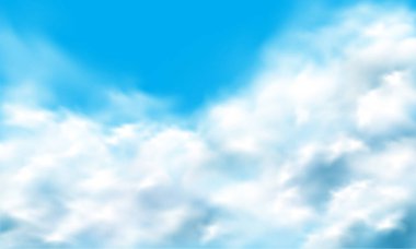 Mavi arkaplanda gerçekçi beyaz bulut taşıyıcısı