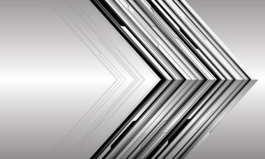 Soyut gümüş ok siyah çizgi devre siber geometrik tasarım modern fütüristik teknoloji arkaplan vektörü